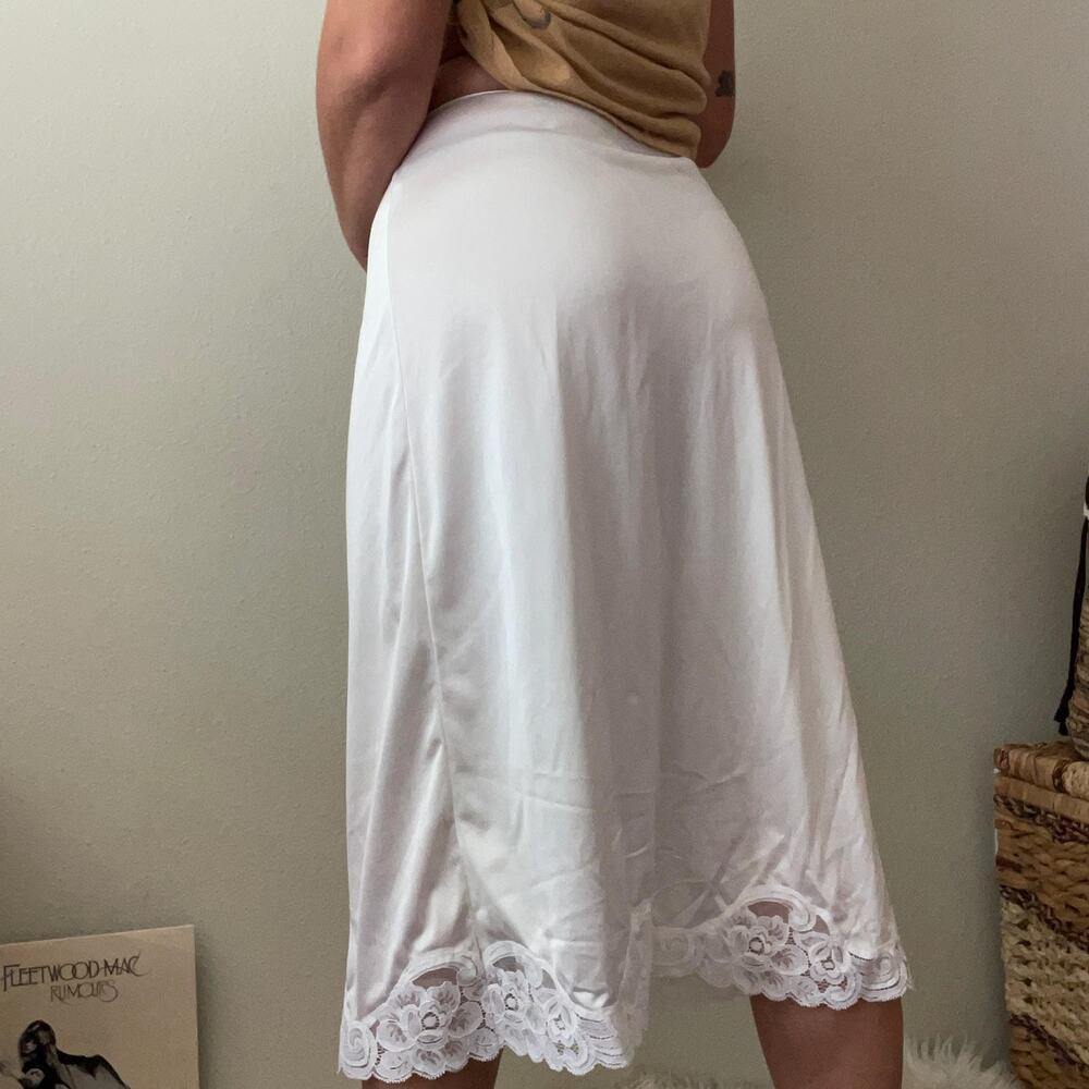 70s vintage white lace midi slip skirt cottage coquette | size S - Picture 2 of 5
